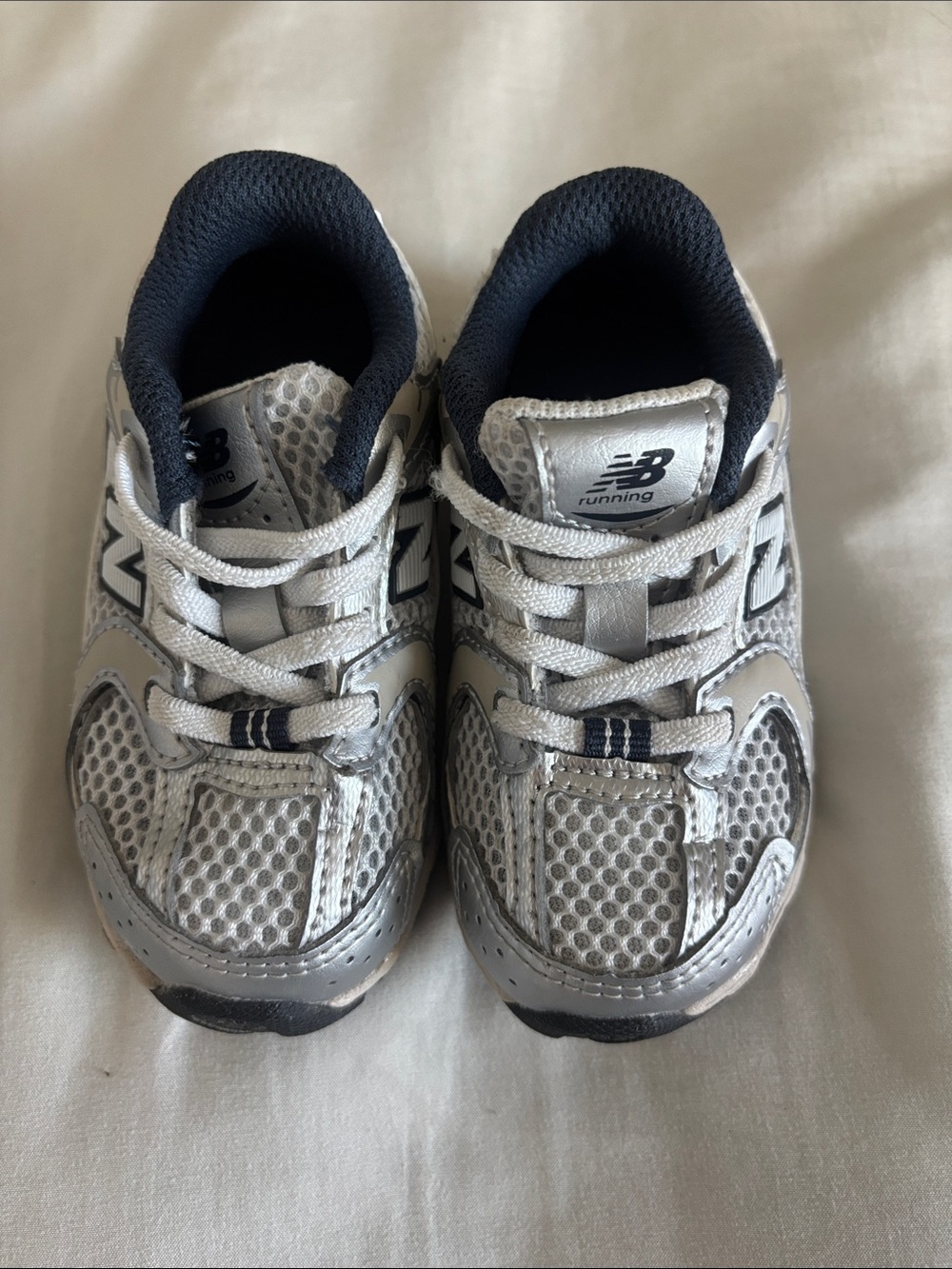 New Balance Kids Silver and Black Mesh Sneakers